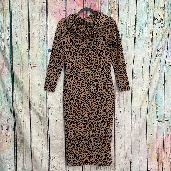 Worth New York Wool Blend Leopard Animal Print Dress S/M - Picture 1 of 8